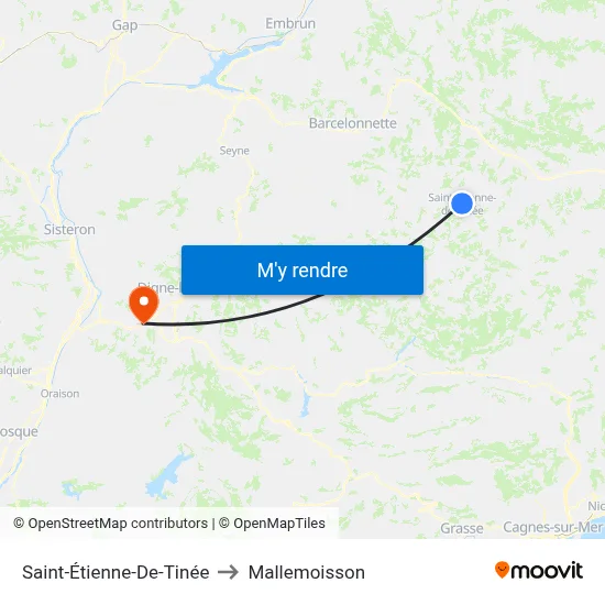 Saint-Étienne-De-Tinée to Mallemoisson map