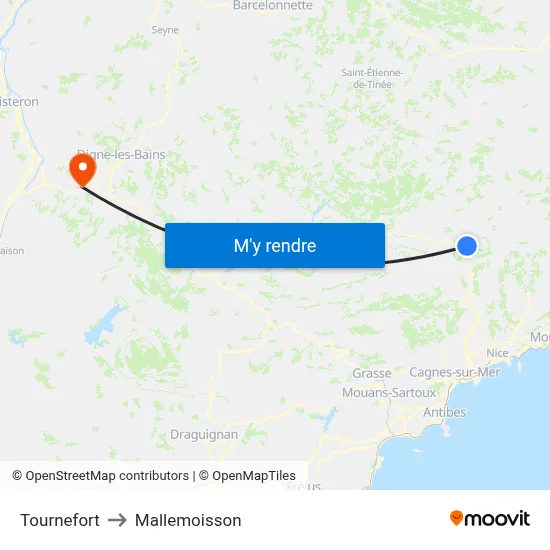 Tournefort to Mallemoisson map