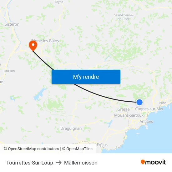 Tourrettes-Sur-Loup to Mallemoisson map