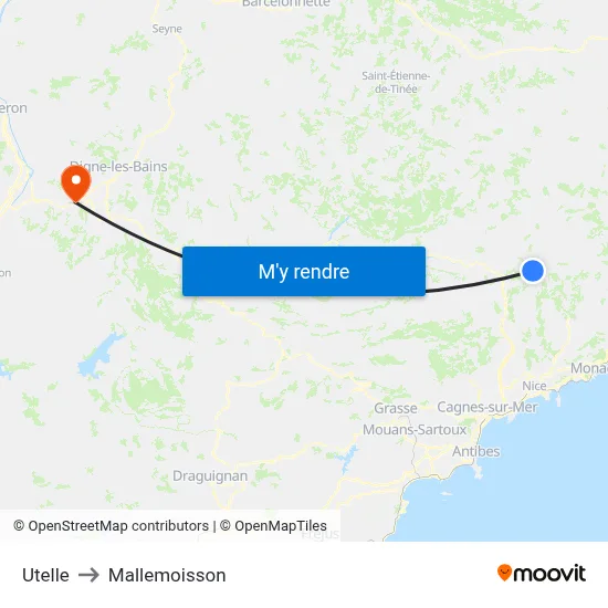 Utelle to Mallemoisson map