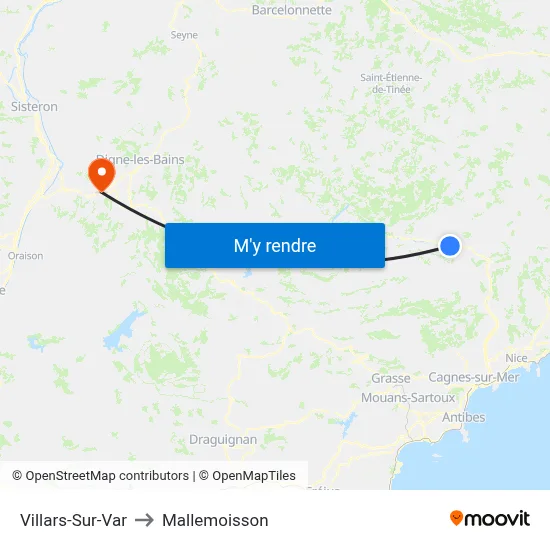 Villars-Sur-Var to Mallemoisson map