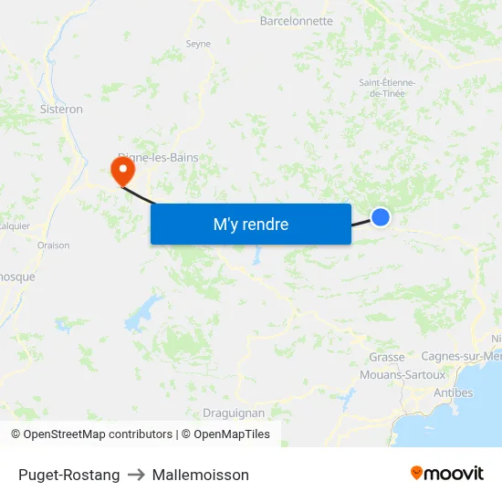 Puget-Rostang to Mallemoisson map
