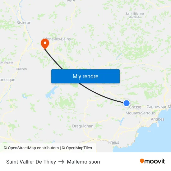 Saint-Vallier-De-Thiey to Mallemoisson map