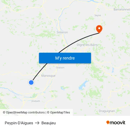 Peypin-D'Aigues to Beaujeu map