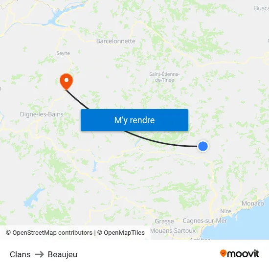 Clans to Beaujeu map