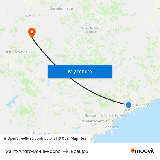 Saint-André-De-La-Roche to Beaujeu map