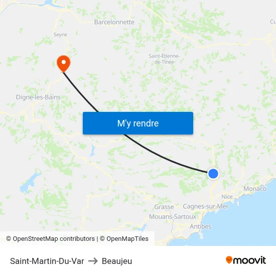 Saint-Martin-Du-Var to Beaujeu map