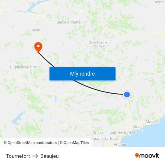 Tournefort to Beaujeu map
