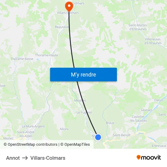 Annot to Villars-Colmars map