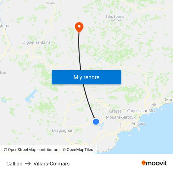 Callian to Villars-Colmars map
