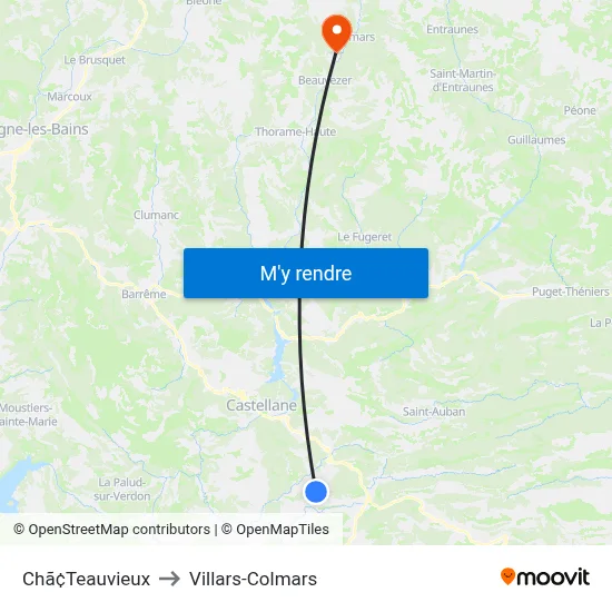Chã¢Teauvieux to Villars-Colmars map