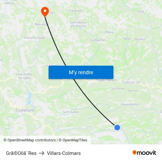 Grã©Oliã¨Res to Villars-Colmars map