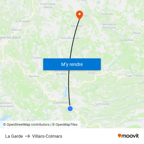 La Garde to Villars-Colmars map
