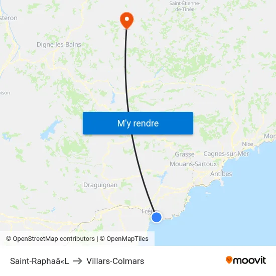 Saint-Raphaã«L to Villars-Colmars map