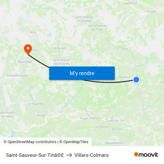 Saint-Sauveur-Sur-Tinã©E to Villars-Colmars map