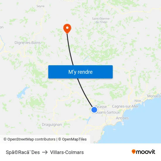 Spã©Racã¨Des to Villars-Colmars map