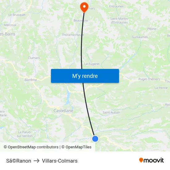 Sã©Ranon to Villars-Colmars map