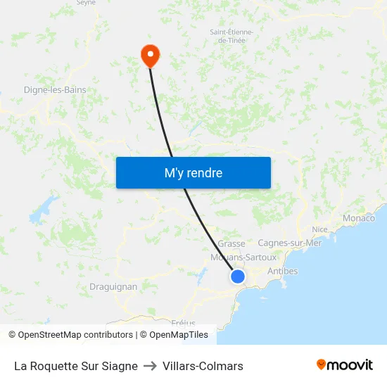 La Roquette Sur Siagne to Villars-Colmars map