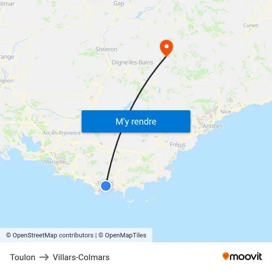 Toulon to Villars-Colmars map