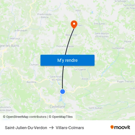 Saint-Julien-Du-Verdon to Villars-Colmars map