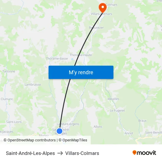 Saint-André-Les-Alpes to Villars-Colmars map