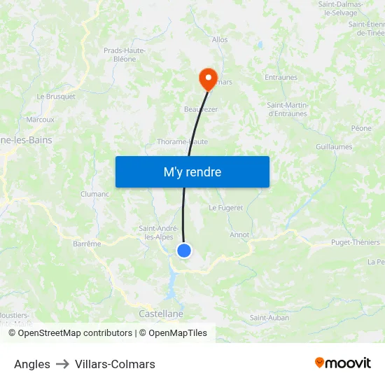 Angles to Villars-Colmars map