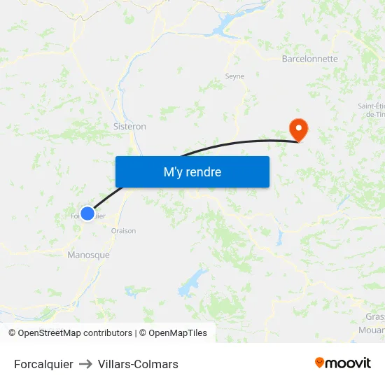 Forcalquier to Villars-Colmars map
