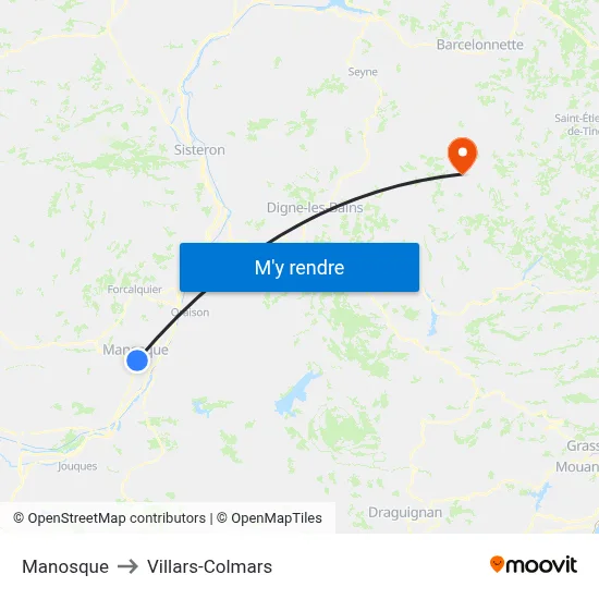 Manosque to Villars-Colmars map