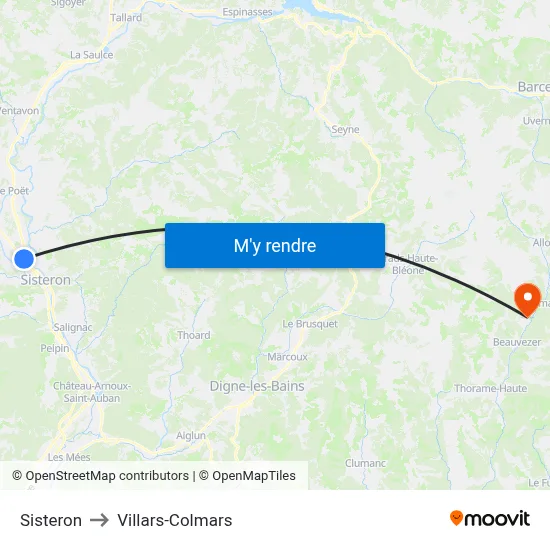 Sisteron to Villars-Colmars map