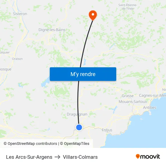 Les Arcs-Sur-Argens to Villars-Colmars map