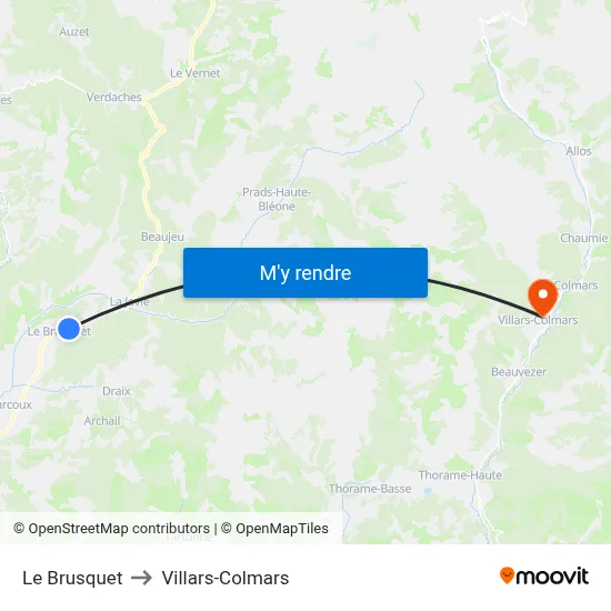 Le Brusquet to Villars-Colmars map