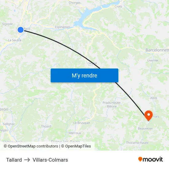 Tallard to Villars-Colmars map