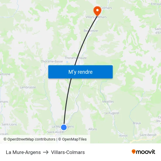 La Mure-Argens to Villars-Colmars map