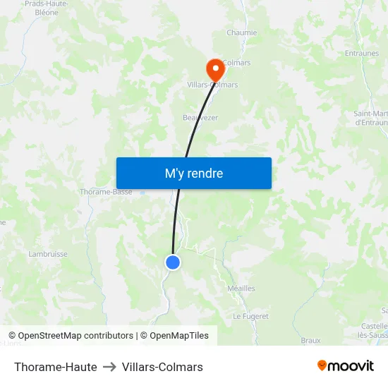 Thorame-Haute to Villars-Colmars map