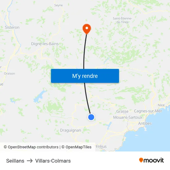 Seillans to Villars-Colmars map