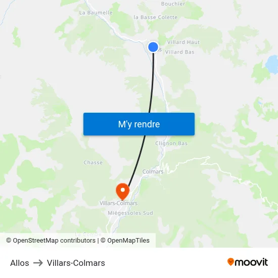 Allos to Villars-Colmars map