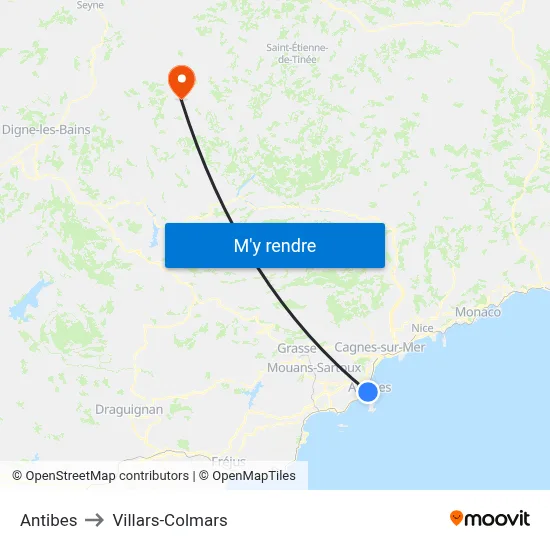 Antibes to Villars-Colmars map