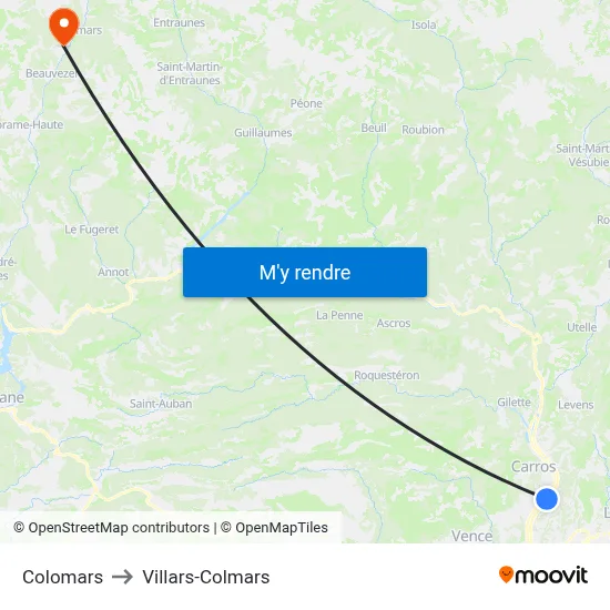 Colomars to Villars-Colmars map