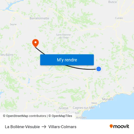La Bollène-Vésubie to Villars-Colmars map