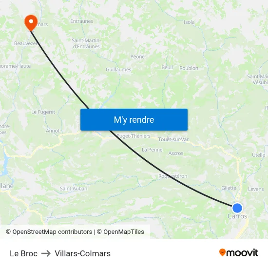 Le Broc to Villars-Colmars map
