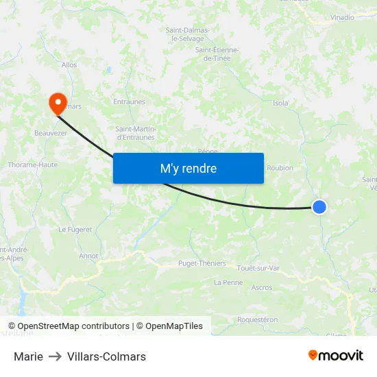 Marie to Villars-Colmars map