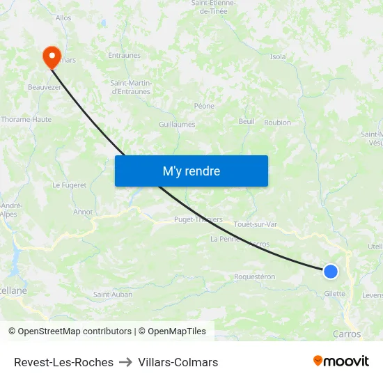 Revest-Les-Roches to Villars-Colmars map