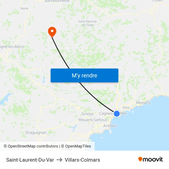 Saint-Laurent-Du-Var to Villars-Colmars map