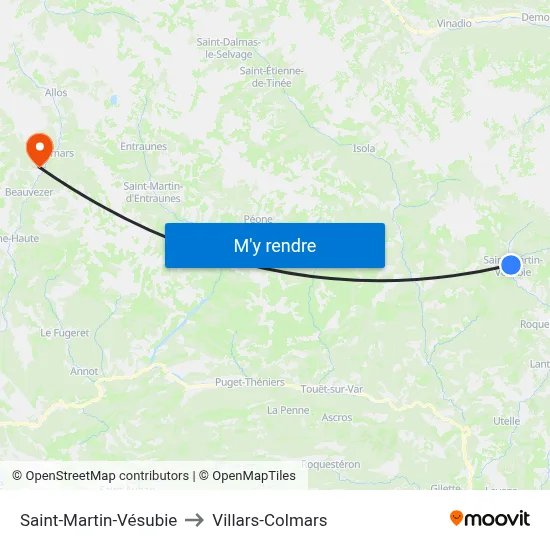 Saint-Martin-Vésubie to Villars-Colmars map