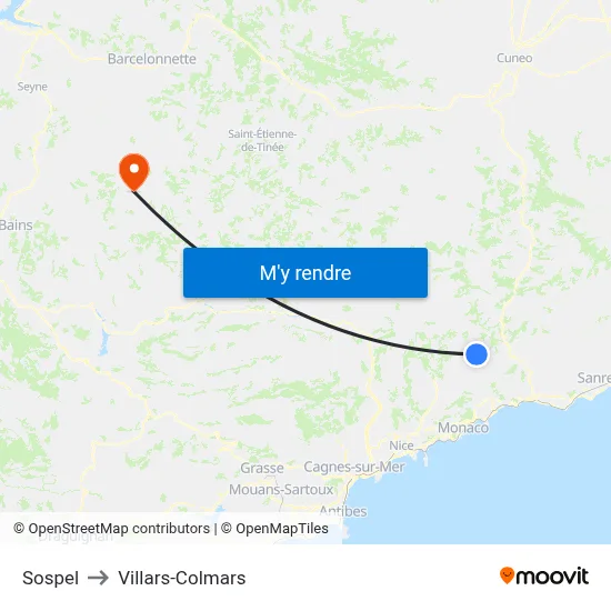 Sospel to Villars-Colmars map