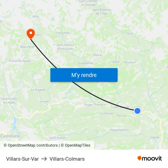 Villars-Sur-Var to Villars-Colmars map