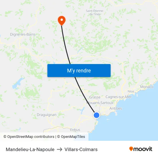 Mandelieu-La-Napoule to Villars-Colmars map