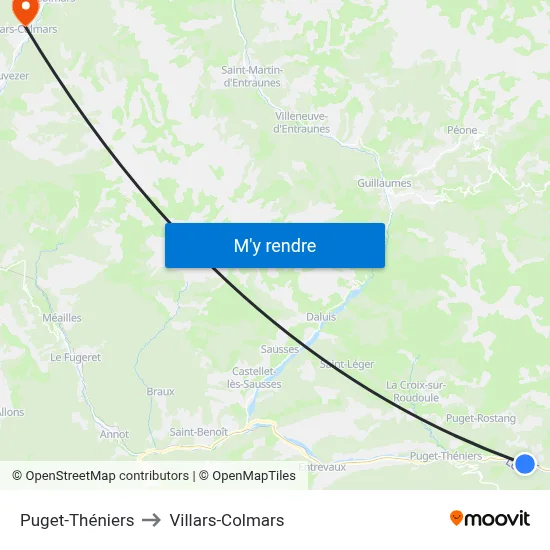 Puget-Théniers to Villars-Colmars map