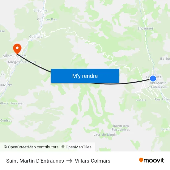 Saint-Martin-D'Entraunes to Villars-Colmars map