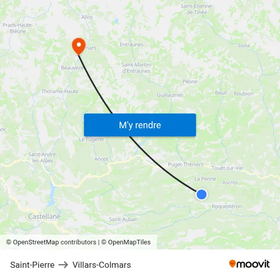 Saint-Pierre to Villars-Colmars map